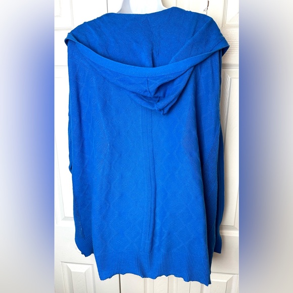 Anthro SPARROW Crystal Coast Cardigan Sweater Blue Pointelle Knit Linen Hoodie - Picture 8 of 14